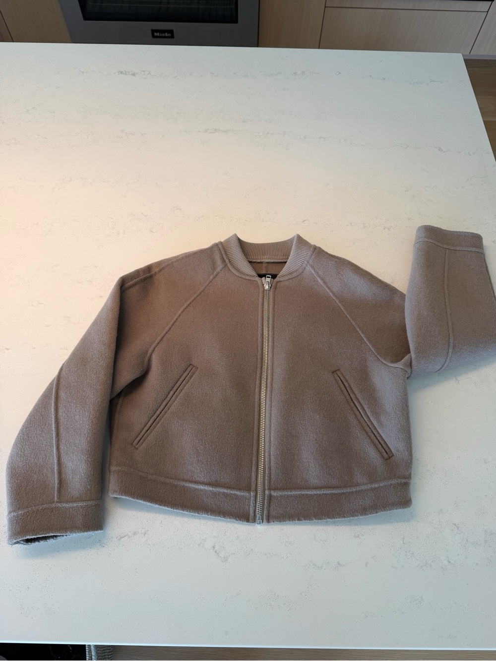 Zara Kid’s Beige-Taupe Wool Zip Jacket